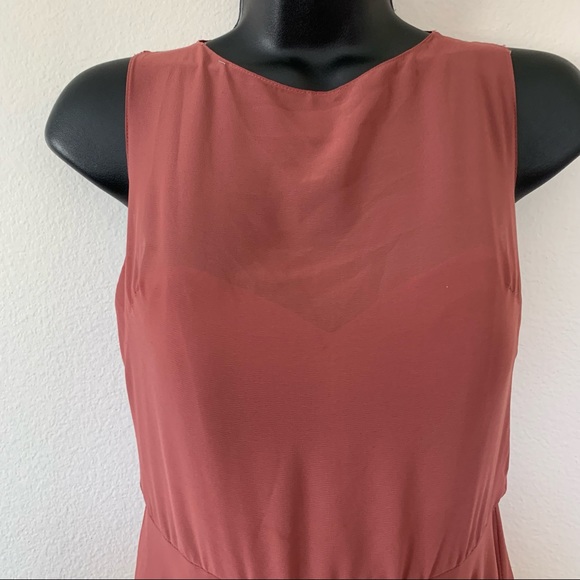 Jenny Yoo Elizabeth Sleeveless Sweetheart Neck Chiffon Maxi Gown Cinnamon Pink - Picture 7 of 16